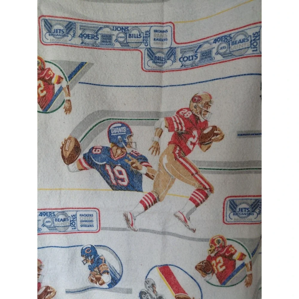 Vintage Fleece Blanket NFL Football Teams All Over Graphic Print Made in USA